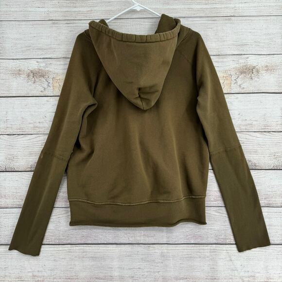 Nili Lotan Split Neck Hoodie Sweatshirt Womens Large Oversized Green - Picture 2 of 12